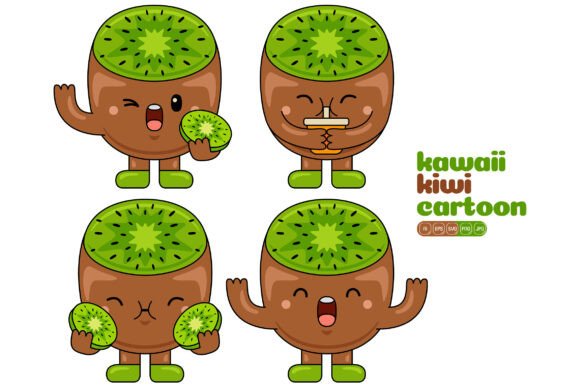 Cute Kiwi Mascot Vector Pack 04
