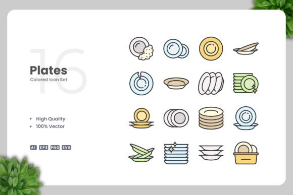 Enhance Your Creative Projects with Plates Colored Icons
