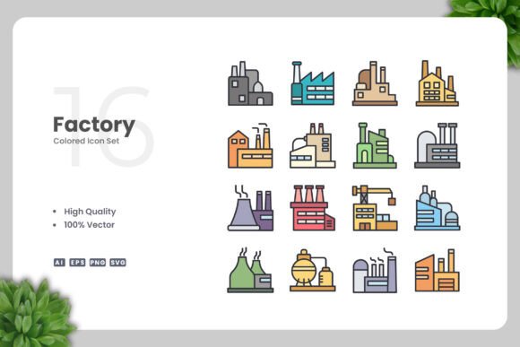 Factory Color Icons: Simple, Clean, and Versatile