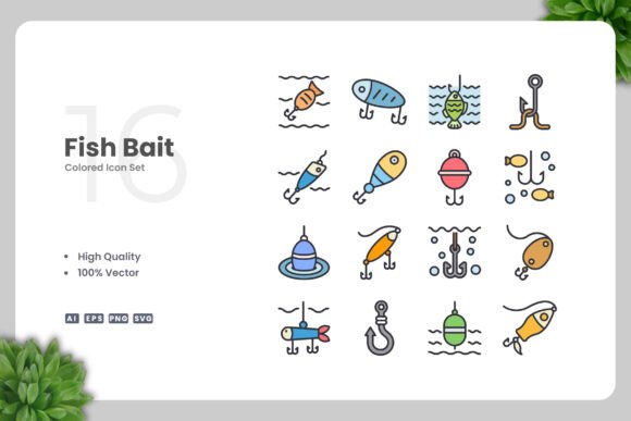 Fish Bait Color Icons: A Versatile Design Resource for Modern Creatives