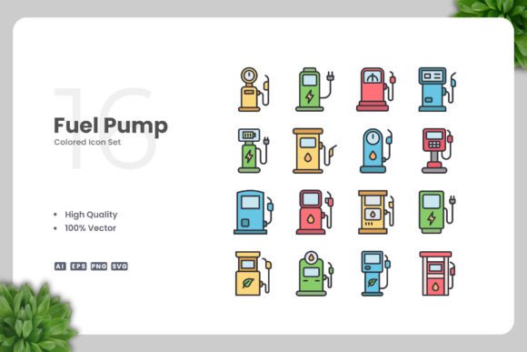 Fuel Pump Colored Icons: A Versatile Design Solution for Modern Creatives