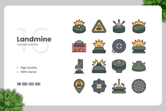 Landmine Colored Icons for Versatile Design Projects