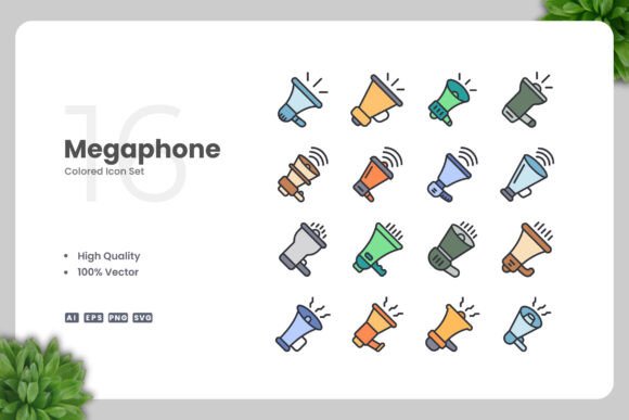 Megaphone Colored Icons: Bold and Versatile Design