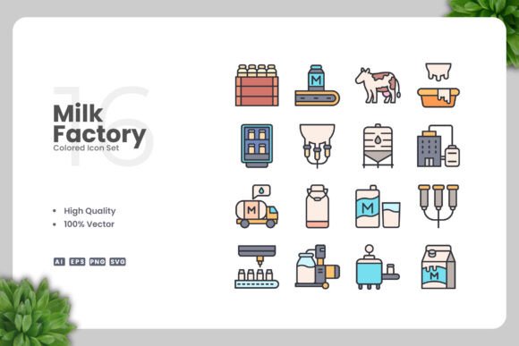 Milk Factory Colored Icons: A Versatile Design Solution