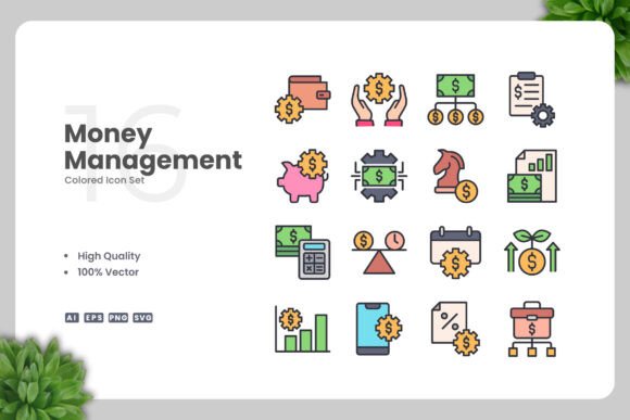 Money Management Colored Icons: A Strategic Tool for Visual Clarity and Brand Impact