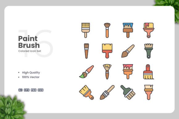 Paint Brush Colored Icons for Creative Projects
