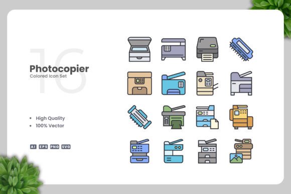 Photocopier Colored Icons for Modern Design Workflows