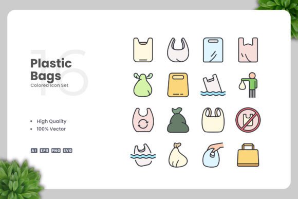 Plastic Bags Colored Icons for Creative Projects