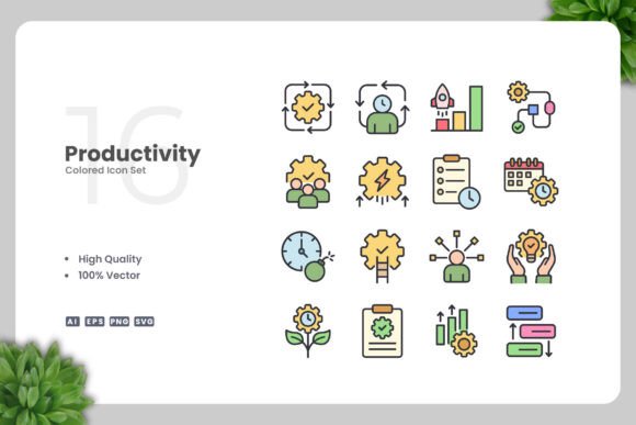 Productivity Colored Icons: A Versatile Design Asset for Modern Creatives
