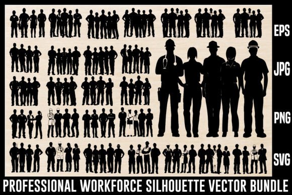 Professional Workforce Silhouette Set: A Versatile Design Tool for Modern Professionals