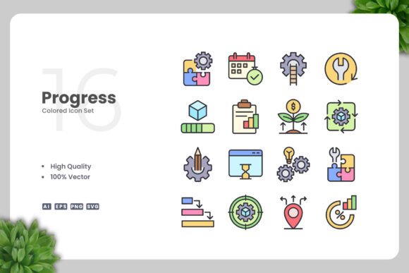 Progress Colored Icons: A Simple and Clean Design for Every Project
