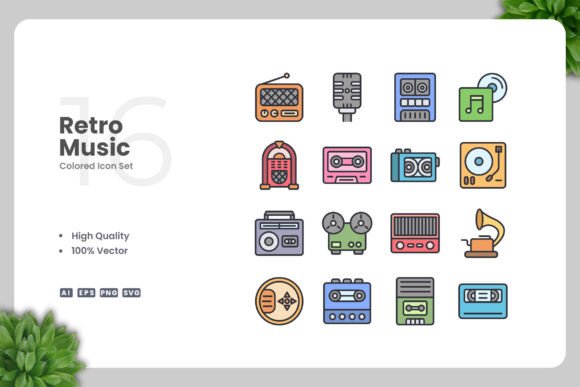 Retro Music Colored Icons: A Perfect Blend of Nostalgia and Modern Design