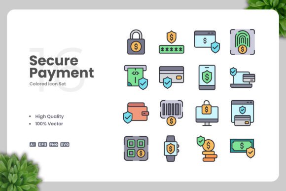 Secure Payment Colored Icons for Modern Design Needs