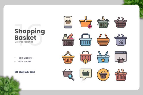 Shopping Basket Colored Icons