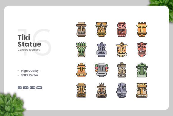 Tiki Statue Colored Icons for Every Creative Need
