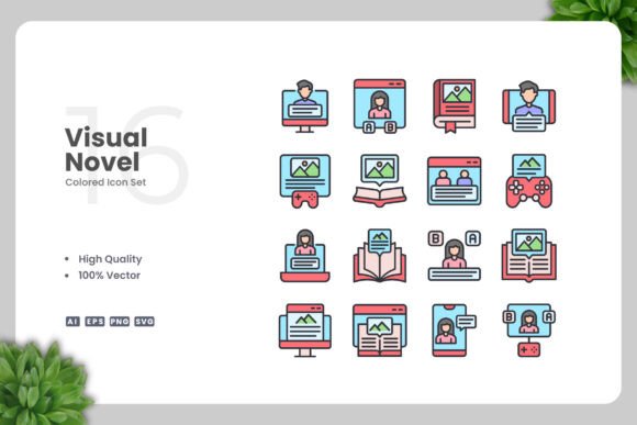 Visual Novel Colored Icons for Versatile Design Projects